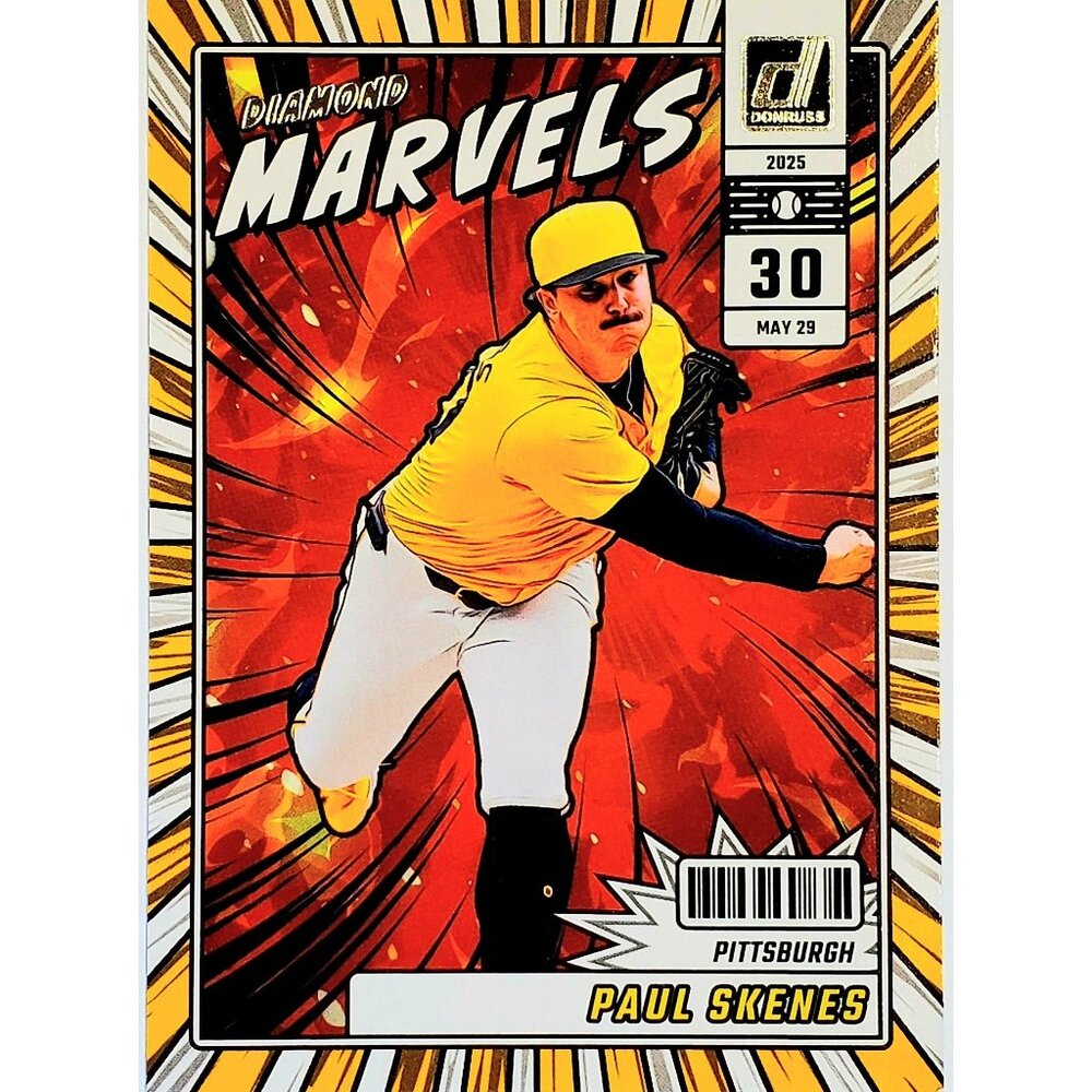 PAUL SKENES "DIAMOND MARVELS" 2025 DONRUSS #1, PITTSBURGH PIRATES, CY, ROY!